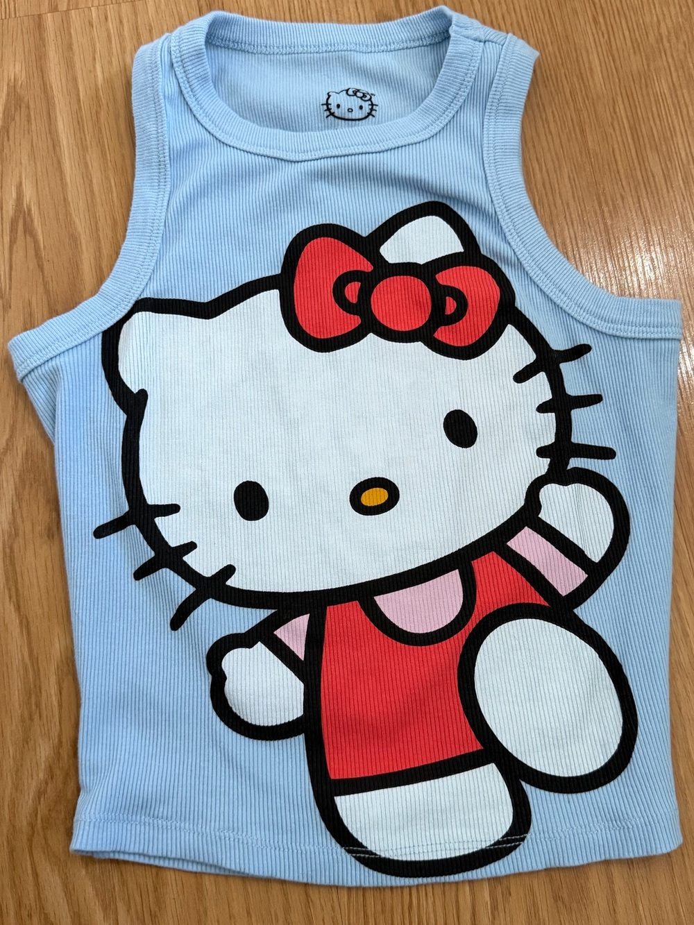 NWOT Hello Kitty Light Blue Graphic Ribbed Tank Top S Small